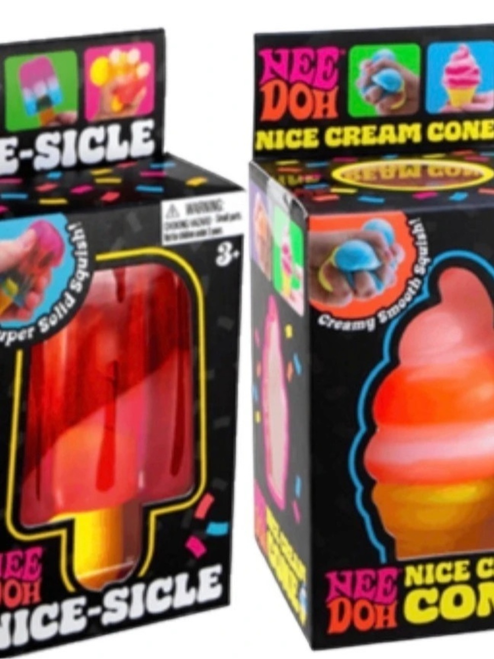 Nee Doh Nice-Sicle and Nice Cream Cone Boxed Sensory Toys Multicolor NWT